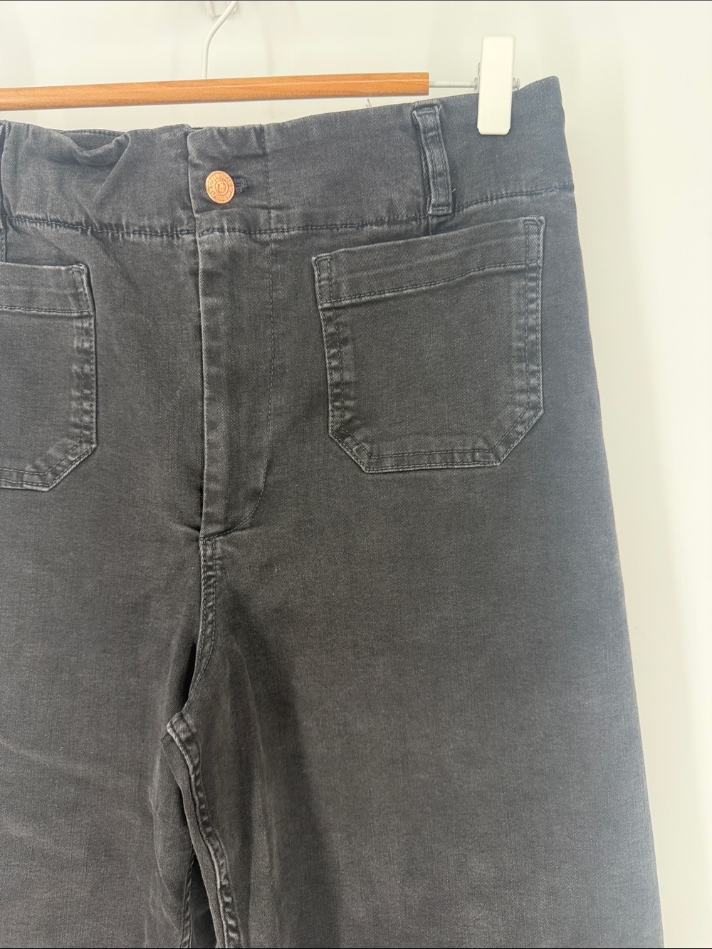 Pilcro Anthropologie The Skipper Black Wide Leg Cropped Jeans High Rise - Picture 2 of 8